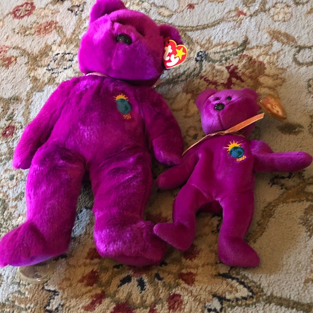 Millennium Bears in Bright Purple with Sun Globe Emblem 2000